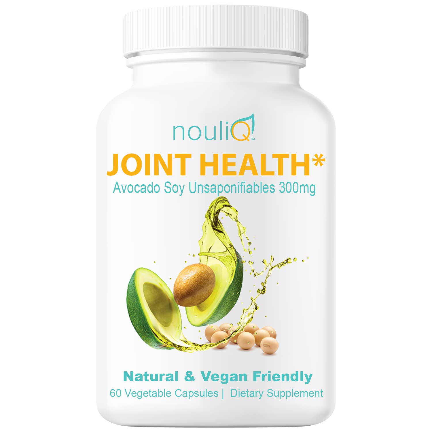 NOULIQ Natural & Vegan-Friendly Joint Health Supplement, Avocado Soy Unsaponifiables 300mg, Non-GMO, Free of Any Gluten, Artificial Colors or Flavors, Dairy and Shellfish, 60 Day Supply. NOULIQAu supplements