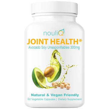 NOULIQ Natural & Vegan-Friendly Joint Health Supplement, Avocado Soy Unsaponifiables 300mg, Non-GMO, Free of Any Gluten, Artificial Colors or Flavors, Dairy and Shellfish, 60 Day Supply. NOULIQAu supplements