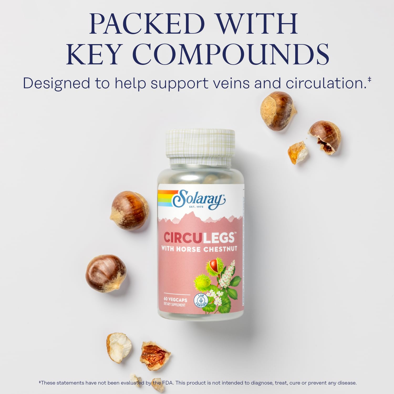 SOLARAY Circulegs - Herbal Supplements for Wellness Support w/Horse Chestnut Extract and Vitamin C, Plus Gotu Kola, Flavonoids, Hesperidin Blend - Vegan, Gluten Free, 60-Day Guarantee - 30 Servings SOLARAYAu supplements