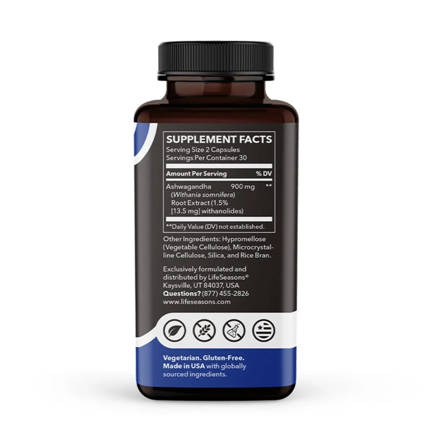 LifeSeasons Essentials Ashwagandha - Stress & Sleep Support Supplement - Calm & Focused Mind - Improves Athletic Performance & Brain Function - 900mg per 2 Capsules - 60 Capsules LifeSeasonsnz supplements