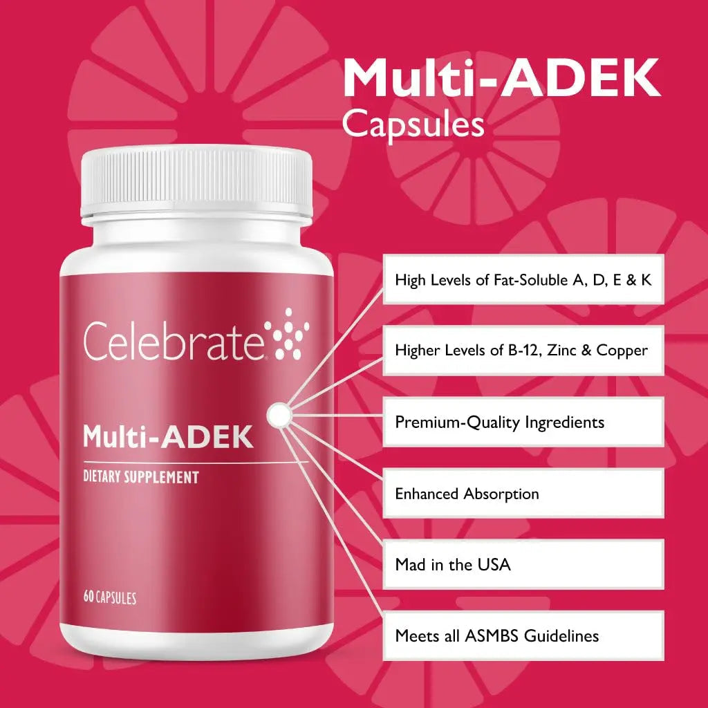 Celebrate Vitamins Multi ADEK, Iron Free – Daily Bariatric Multivitamin, High Level of Vitamins A, D, E, K & B12 Celebrate Bariatric SupplementsAu supplements