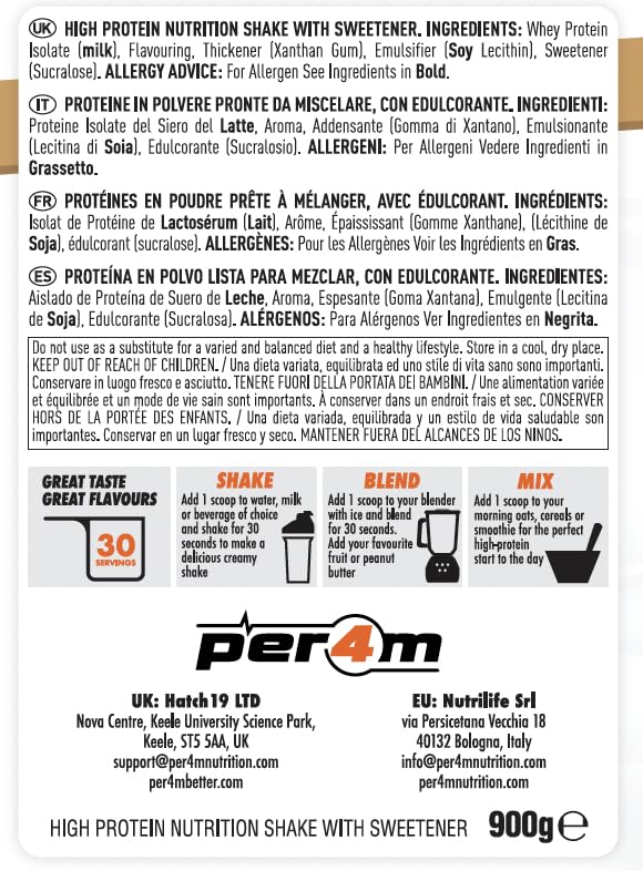 Per4m ISOLATE Zero | 30 Servings of High Protein Isolate Shake with Amino Acids per4mUS supplements