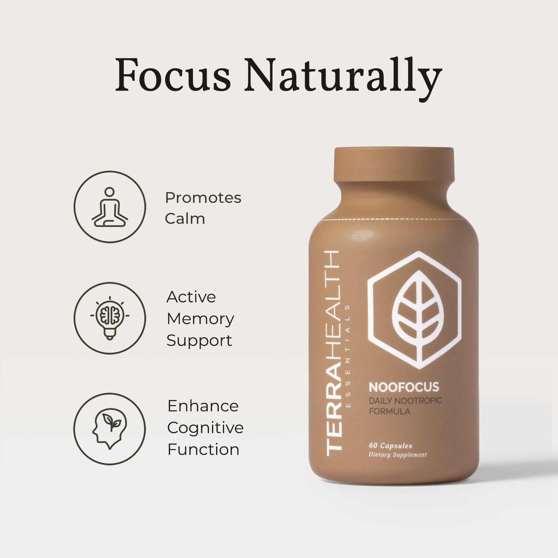 Terra Health Essentials NOOFOCUS - Nootropics Brain Support Supplement with Adaptogenic Mushrooms, Alpha-GPC, Gotu Kola, L-Theanine for Focus & Memory - All Natural, 30 Day Supply Terra Health EssentialsAu supplements