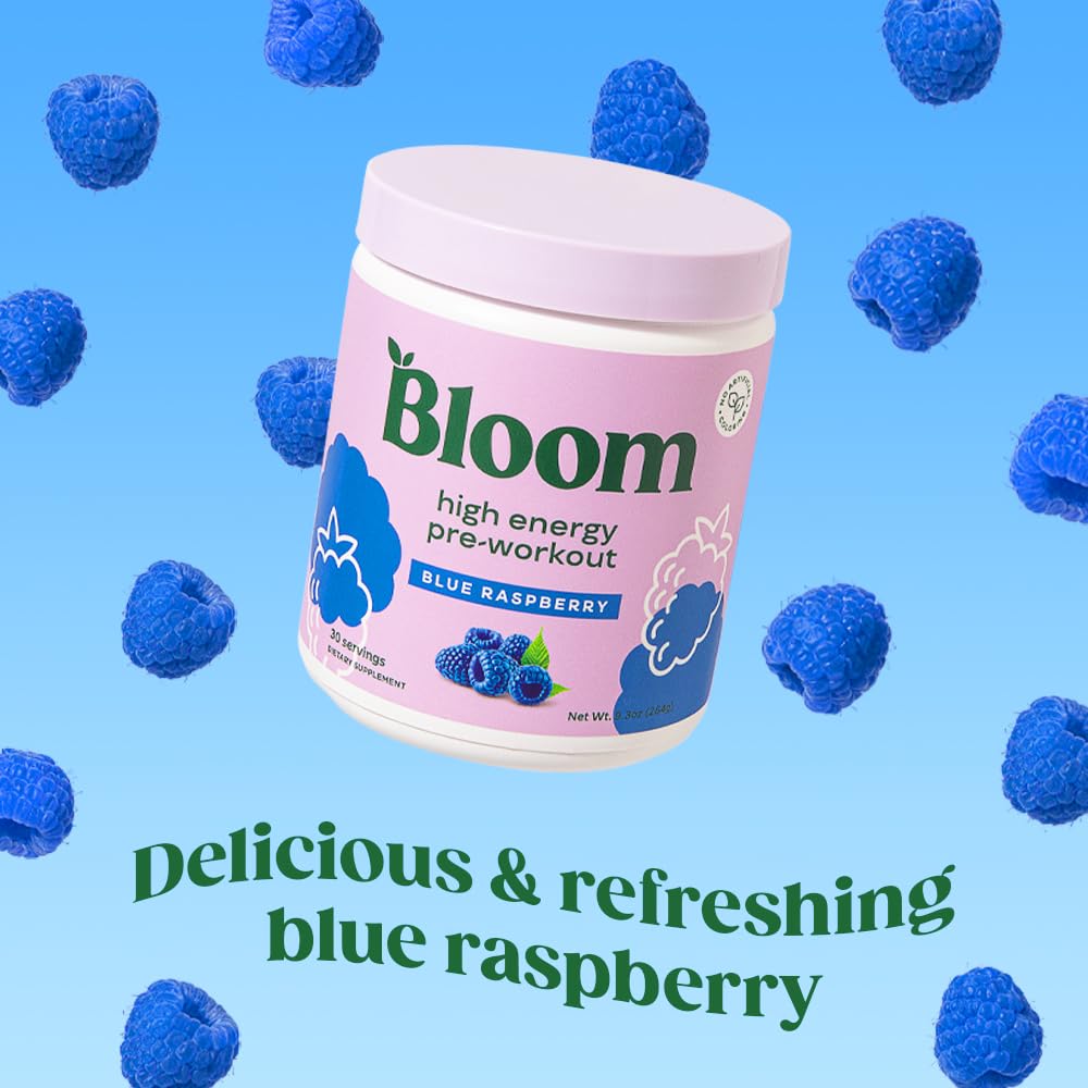 Bloom Nutrition High Energy Pre Workout Powder (Blue Raspberry) - Amino Energy Bloom NutritionAu supplements