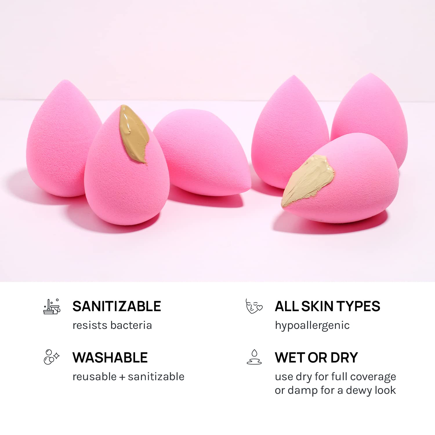 AOA Studio Collection makeup Sponge Set Latex Free and High-definition Set of 6 makeup Wonder blender For Powder Cream and Liquid, Super Soft Wonder Beauty Cosmetic AOA STUDIOAu supplements