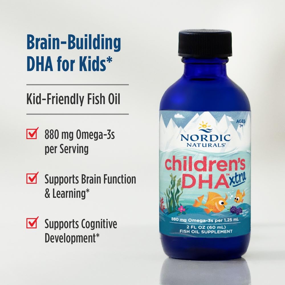 Nordic Naturals Children’s DHA Xtra, Berry Punch - 2 oz for Kids - 880 mg Total Omega-3s with EPA & DHA - Cognitive & Immune Function, Learning, Social Development - Non-GMO - 48 Servings Nordic NaturalsAu supplements