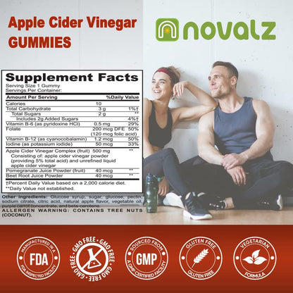 NOVALZ Apple Cider Vinegar Gummies for Weight Control, Detox, & Cleanse, 500mcg ACV NOVALZUS supplements