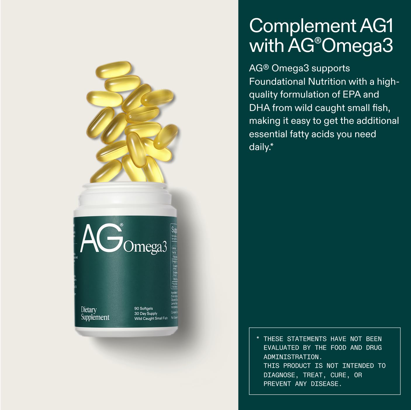 AG1 Omega 3 Fish Oil Softgels – 2000mg EPA & DHA from Wild-Caught Fish, Supports Heart, Brain & Joint Health | 90 Capsules | Athletic Greens Supplement AG1Au supplements