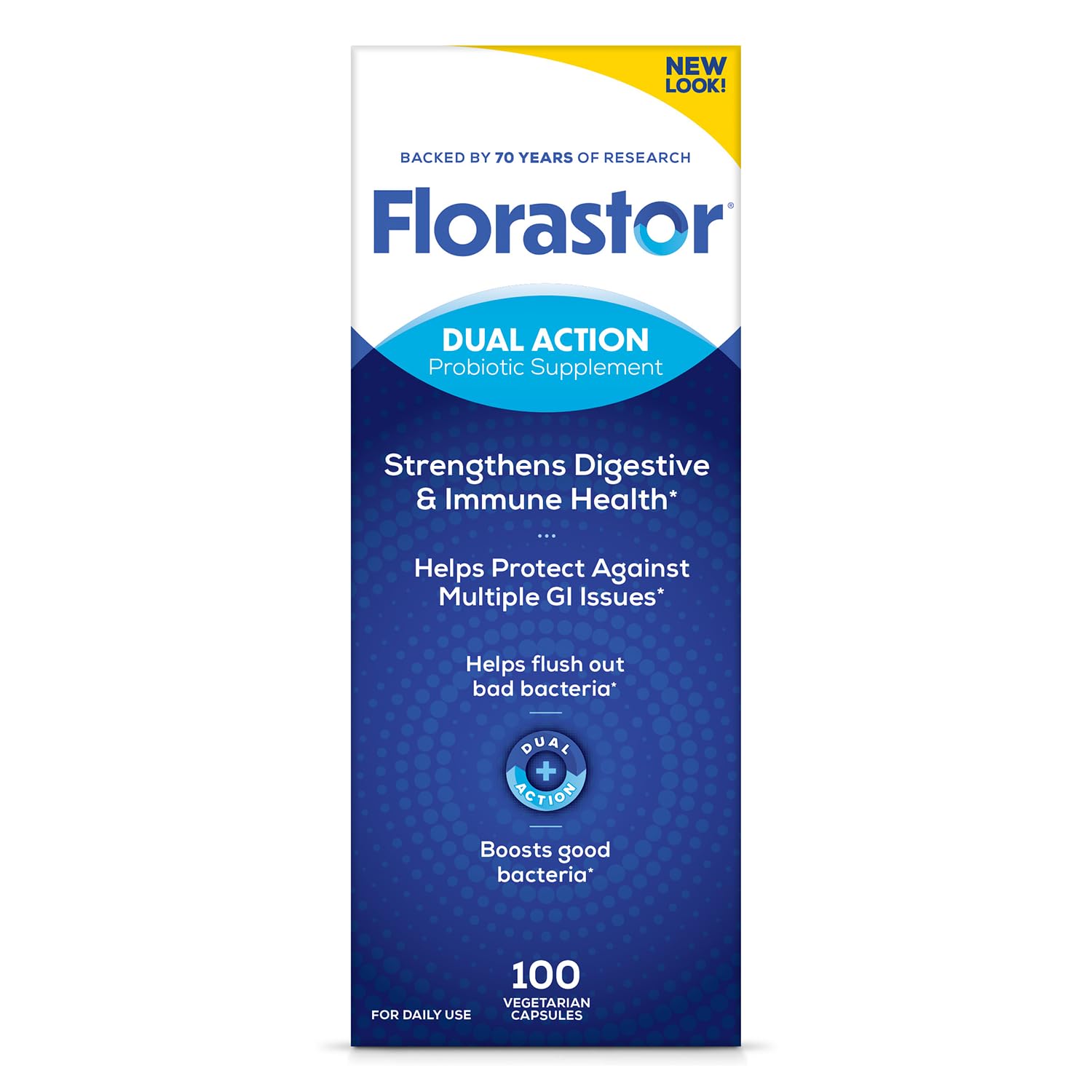 Florastor Probiotics for Digestive and Immune Health, 100 Capsules, Probiotics for Women & Men, Helps Flush Out Bad Bacteria, Boosts The Good with Our Unique Strain Saccharomyces Boulardii FlorastorAu supplements