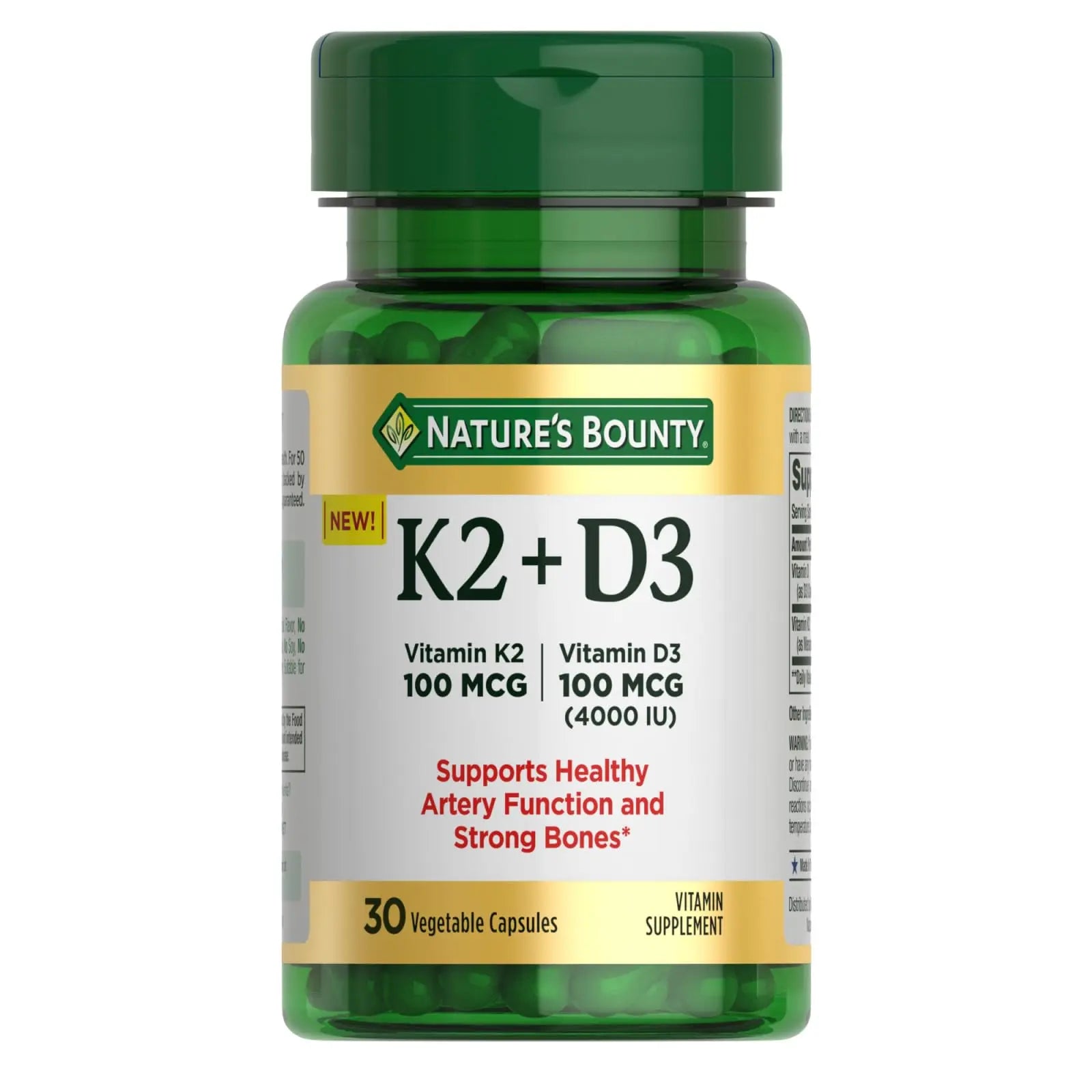 Nature’s Bounty Vitamin D3 K2 Supplement, 4000 IU Vitamin D3 plus 100 mcg of Vitamin K Supplements Nature's BountyAu supplements