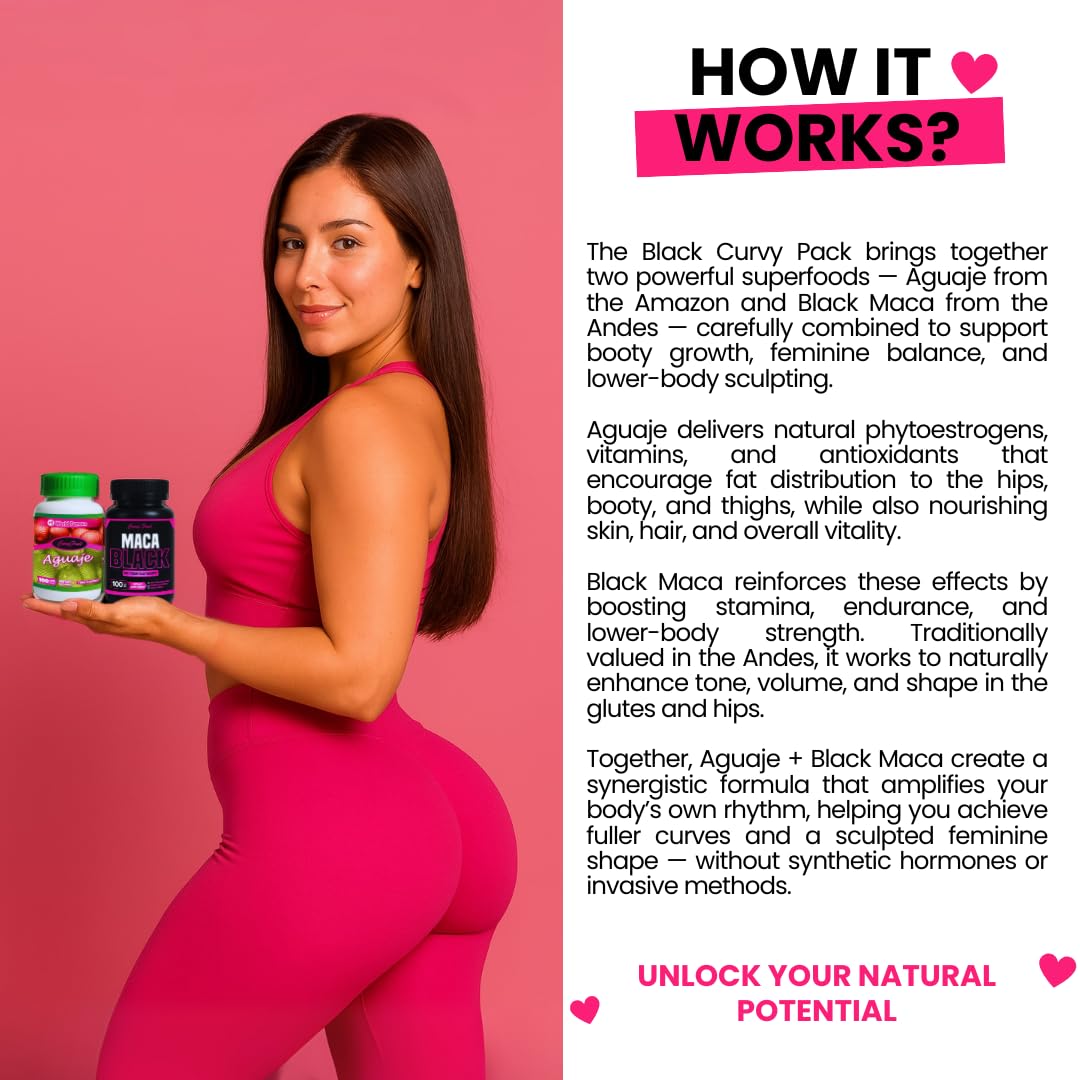 Maximum Booty Growth – Aguaje + Black Maca Pills for Women – Glute Volume Enhancer - Black Curvy Pack Curvy FruitAu supplements