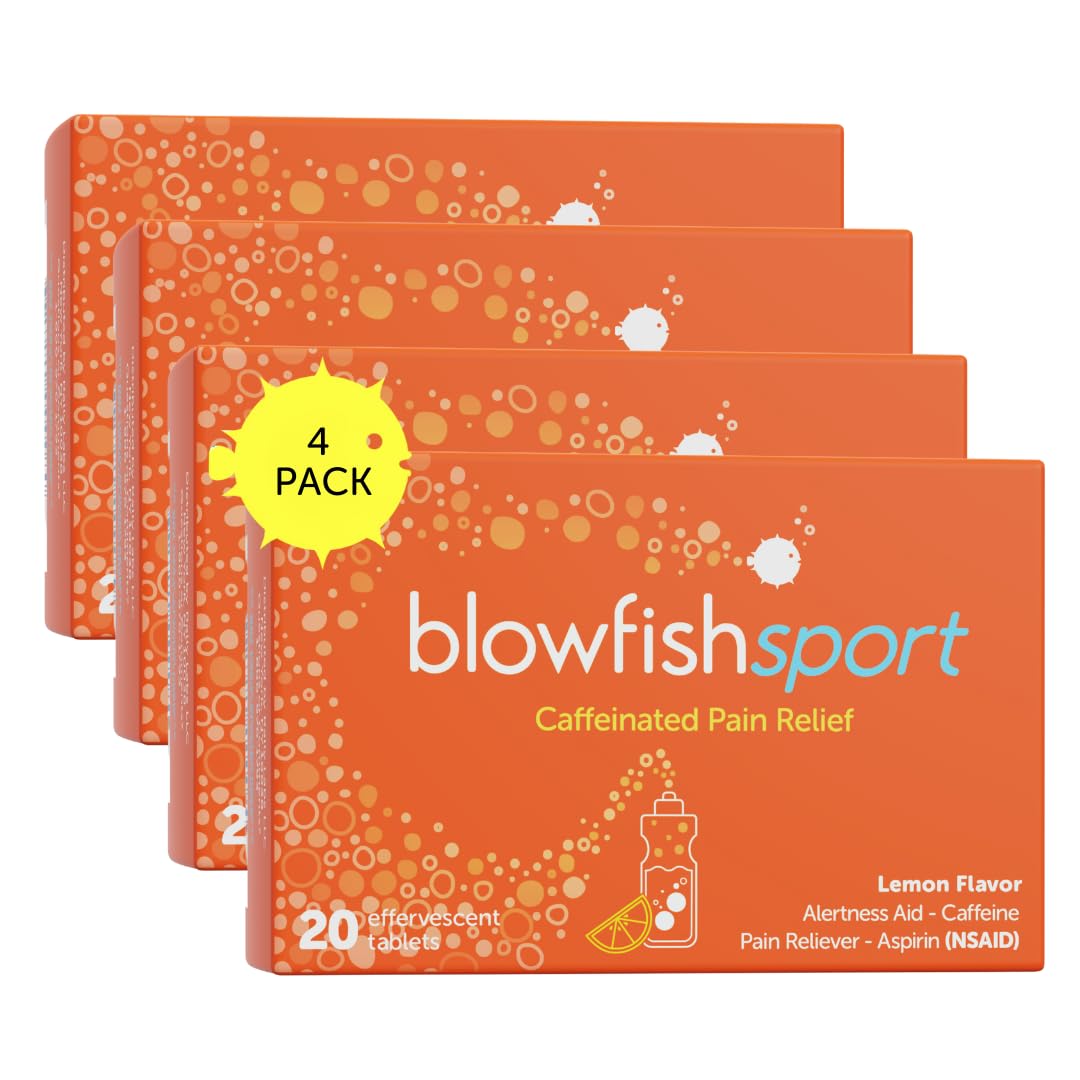 Blowfish Sport | 4 Pack | Pain Relief for Athletes | Eases Sore Muscles | Boosts Energy | Effervescent Formula Works Fast | Perfect for Morning Workouts BlowfishAu supplements
