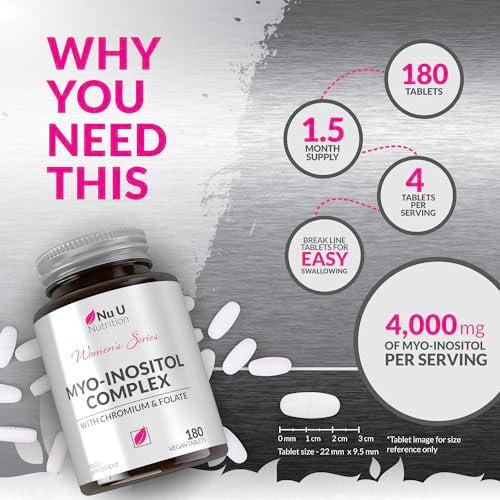 Myo-Inositol Complex 4000mg - 180 Vegan Tablets, 6 Weeks Supply - with 200ug Folate Nu U NutritionUS supplements