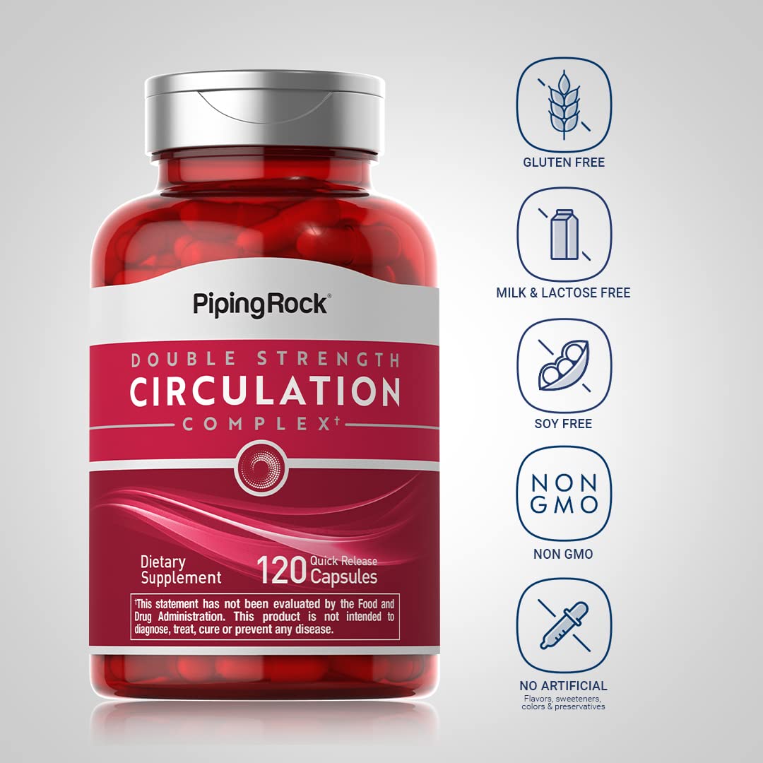 Piping Rock Circulation Supplement | 120 Capsules | Double Strength Complex | Non-GMO, Gluten Free Piping RockAu supplements