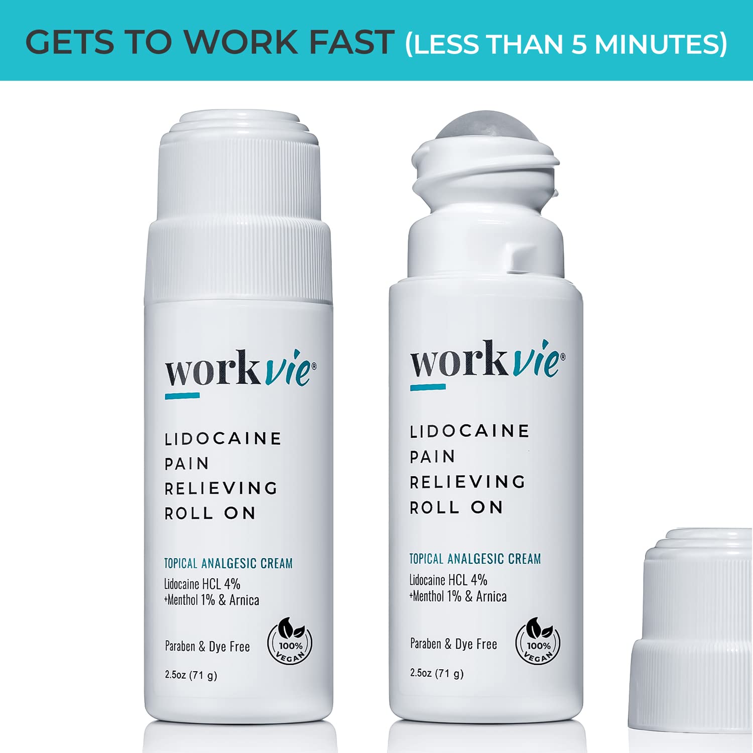 Workvie Lidocaine Pain Relief Roll On 2 Pack & Easy Reach Applicator Tool – Fast Acting Topical Lidocaine Maximum Strength with Arnica Montana & Aloe Vera for Muscles, Joints, Back, Neck & Feet WorkvieAu supplements