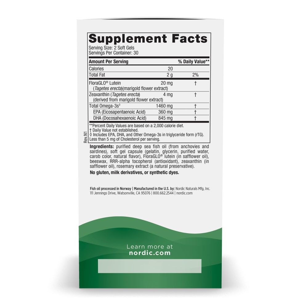 Nordic Naturals Vision Support, Lemon - 60 Soft Gels - with Zeaxanthin and FloraGLO Lutein, for Healthy Eyes and Vision - 30 Servings Nordic NaturalsAu supplements