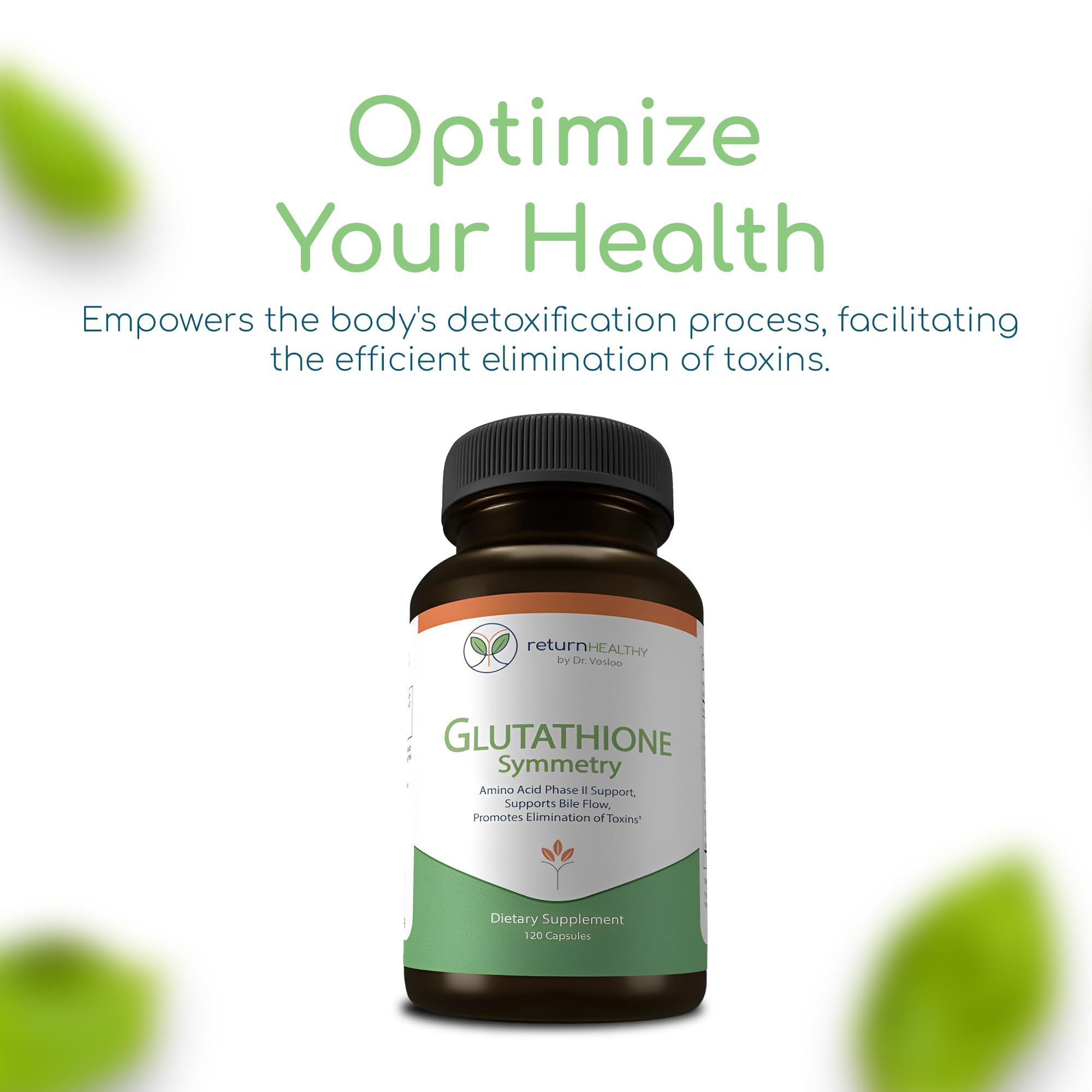 Return Healthy Glutathione Symmetry | S-Acetyl Glutathione Supplement | Antioxidants & Detoxification Supplement | Natural Cellular Support | All-Natural, Vegan, Non-GMO, 120 caps Return HealthyAu supplements