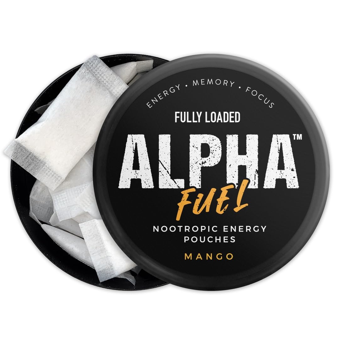 Fully Loaded Alpha Fuel Nootropic Pouches (Mango Fuel) - 5 cans, 15 Pouches per can - Energy Pouches containing Caffeine and nootropic Blend Fully Loaded BullseyeAu supplements