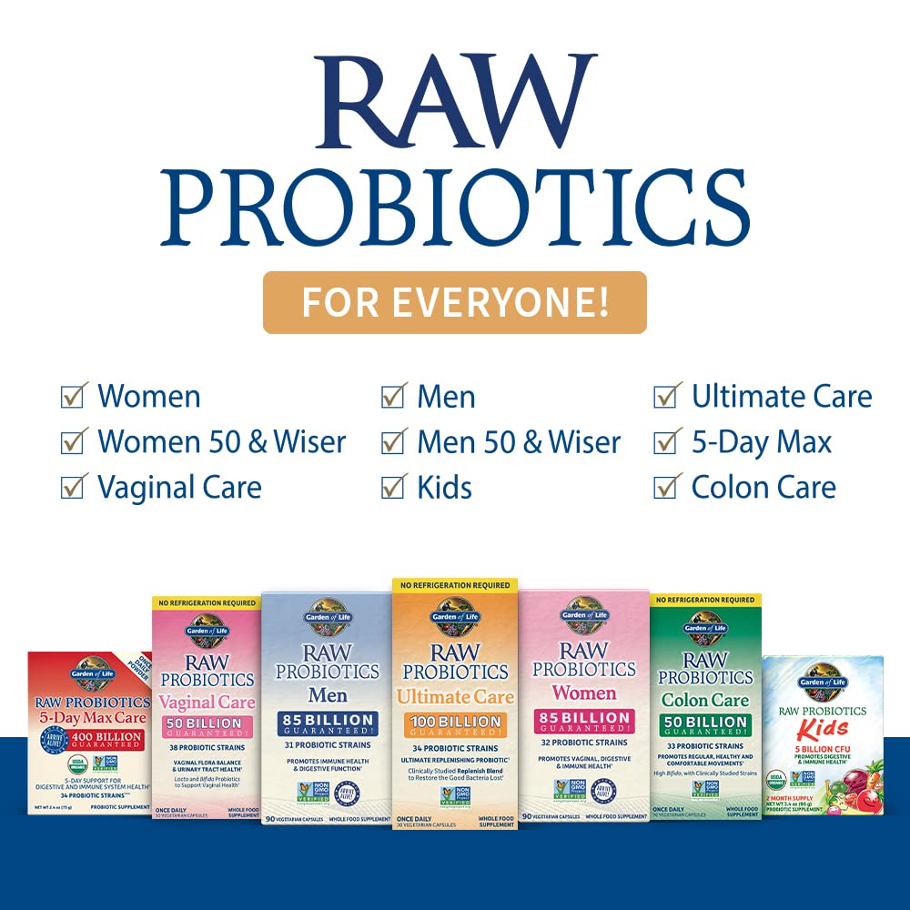 Garden of Life Raw Probiotics Vaginal Care - 50 Billion CFU - 38 Probiotic Strains - Supports Vaginal & Urinary Tract Health - Shelf Stable - 30 Vegetarian Capsules Garden of LifeAu supplements