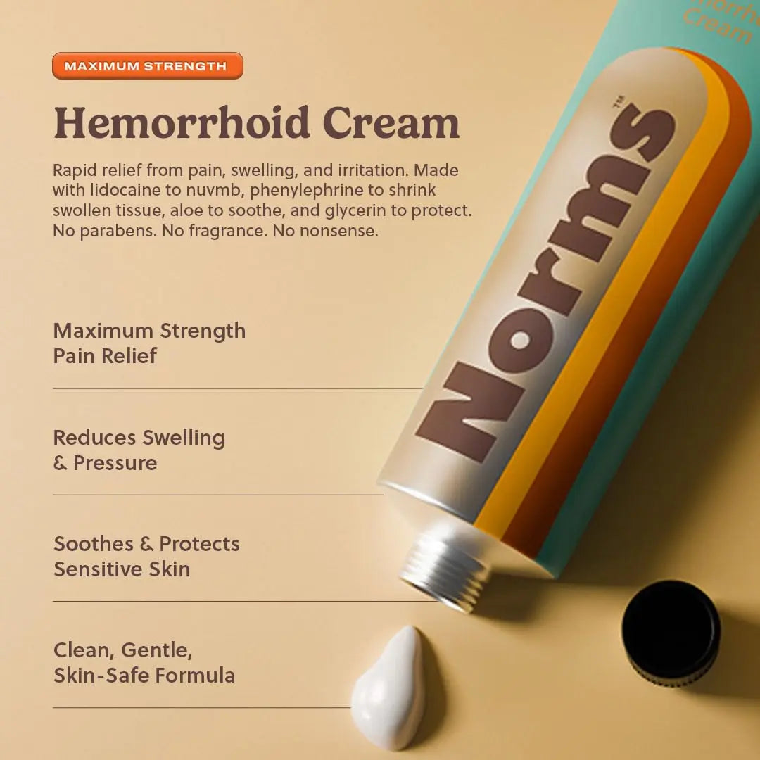 Norms Hemorrhoid Treatment Cream, Max Strength 5% Lidocaine, Rapid Relief for Hemorrhoidal Pain, Swelling, Itching, with Phenylephrine HCL, Aloe & Glycerin – Big Squeeze 2oz Tube NormsAu supplements