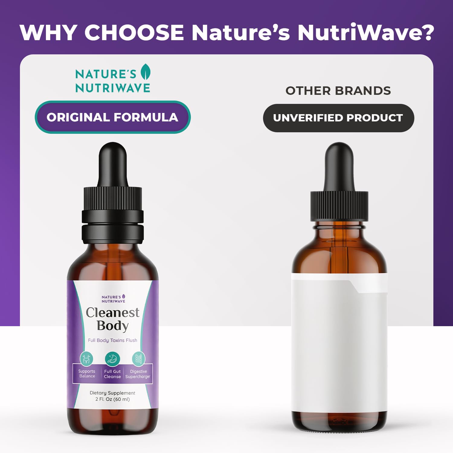 Nature’s NutriWave Cleanest Body – Natural Detox Liquid Supplement with Fennel Seed, Marshmallow Root & Peppermint Oil – Non-GMO, Made in USA, 2 fl. oz.(60ml), 1 Month Supply Nature’s NutriWaveAu supplements