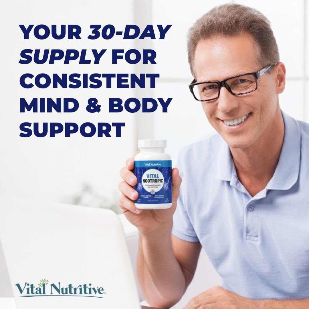 Vital Nootropic 12-in-1 Brain Supplement for Memory, Focus & Energy Support – L-Tyrosine, Bacopa, Rhodiola, Caffeine, B Vitamins – Cognitive Balance Capsules for Men & Women-30 Days Supply VITAL NUTRITIVEAu supplements