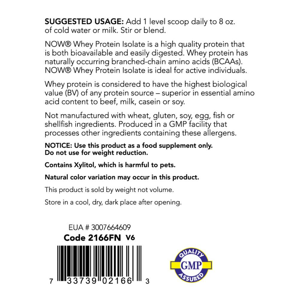 NOW Sports Nutrition, Whey Protein Isolate, 25 G With BCAAs, Creamy Chocolate Powder NOWUS supplements