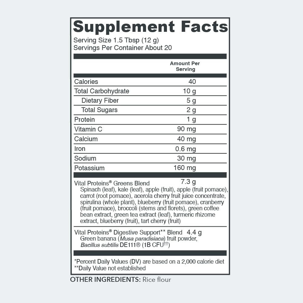 Vital Proteins Unflavored Daily Greens, 8.6 OZ Vital ProteinsUS supplements