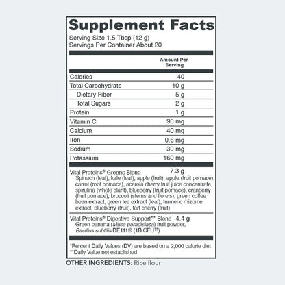 Vital Proteins Unflavored Daily Greens, 8.6 OZ Vital ProteinsUS supplements