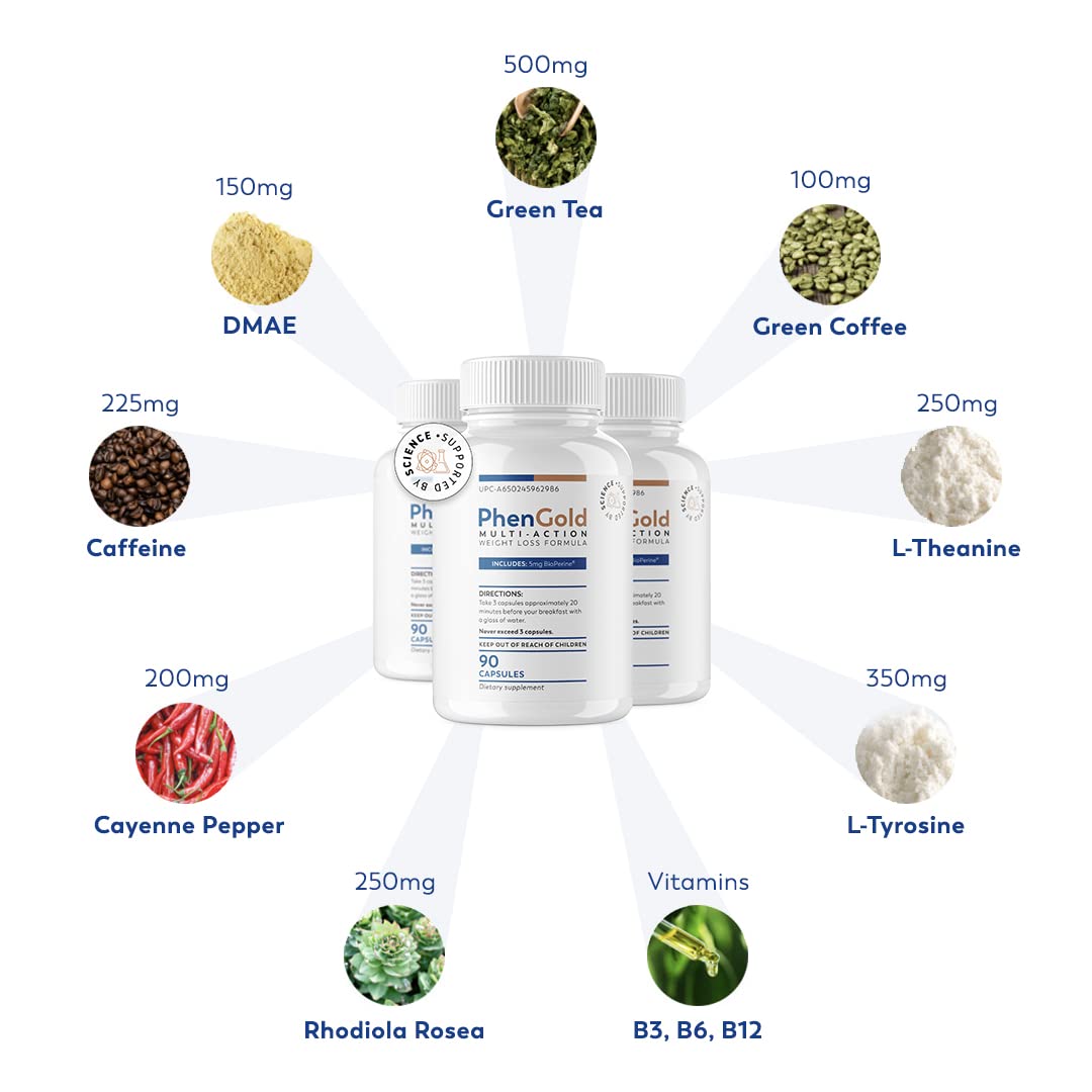 PhenGold Pills, Original Multi-Action Weight Management Formula with Green Tea PhenGoldUS supplements