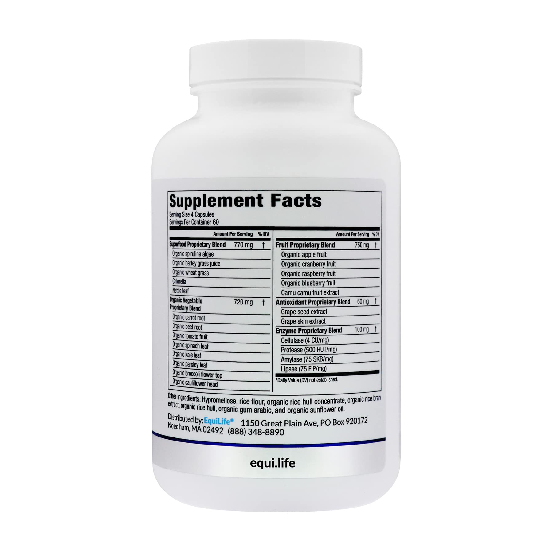 Equilife Daily Fruit & Vegetable Blend, Superfood Antioxidant Supplement Capsules, Nutrient Dense with Vitamin C, Fiber, and 9 Essential Amino Acids, Supports Energy, Vegan 240 Capsules EquilifeAu supplements