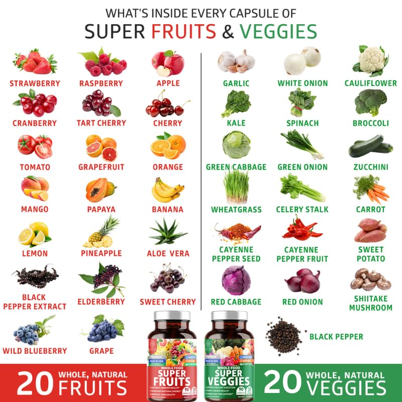 4-Pack N1N Premium Super Fruits & Veggies Supplement, 360 Caps, Whole Food & Natural Superfood for Women, Men & Kids - Packed with Aloe Vera, Vitamins & Minerals, Better Than Multivitamins,100% Vegan Number One NutritionAu supplements