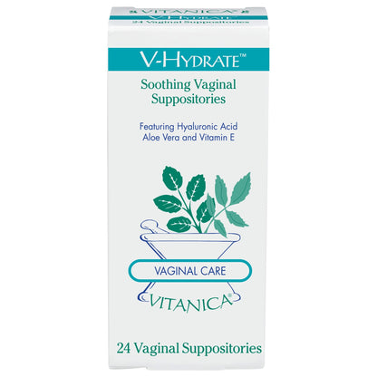 Vitanica V-Hydrate, Hyaluronic Acid Vaginal Suppositories for Comfort and Vaginal Hydration with Aloe Vera and Vitamin E, Hormone-Free & Drug-Free, Vegan, 2 Month Supply, 24 Count VitanicaUS supplements