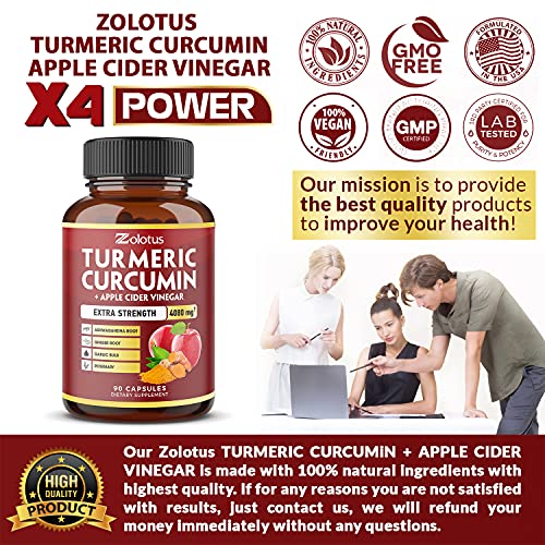 7 in 1 Turmeric Curcumin + Apple Cider Vinegar Capsules, Equivalent to 4080mg ZolotusAu supplements