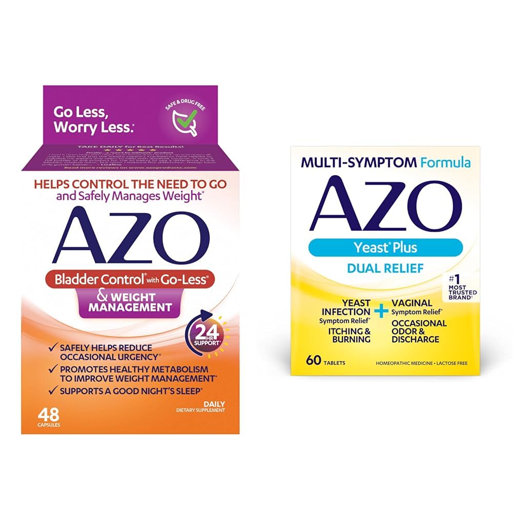 AZO Bladder Control with Go-Less® & Weight Management Dietary Supplement & Yeast Plus Dual Relief AZOAu supplements