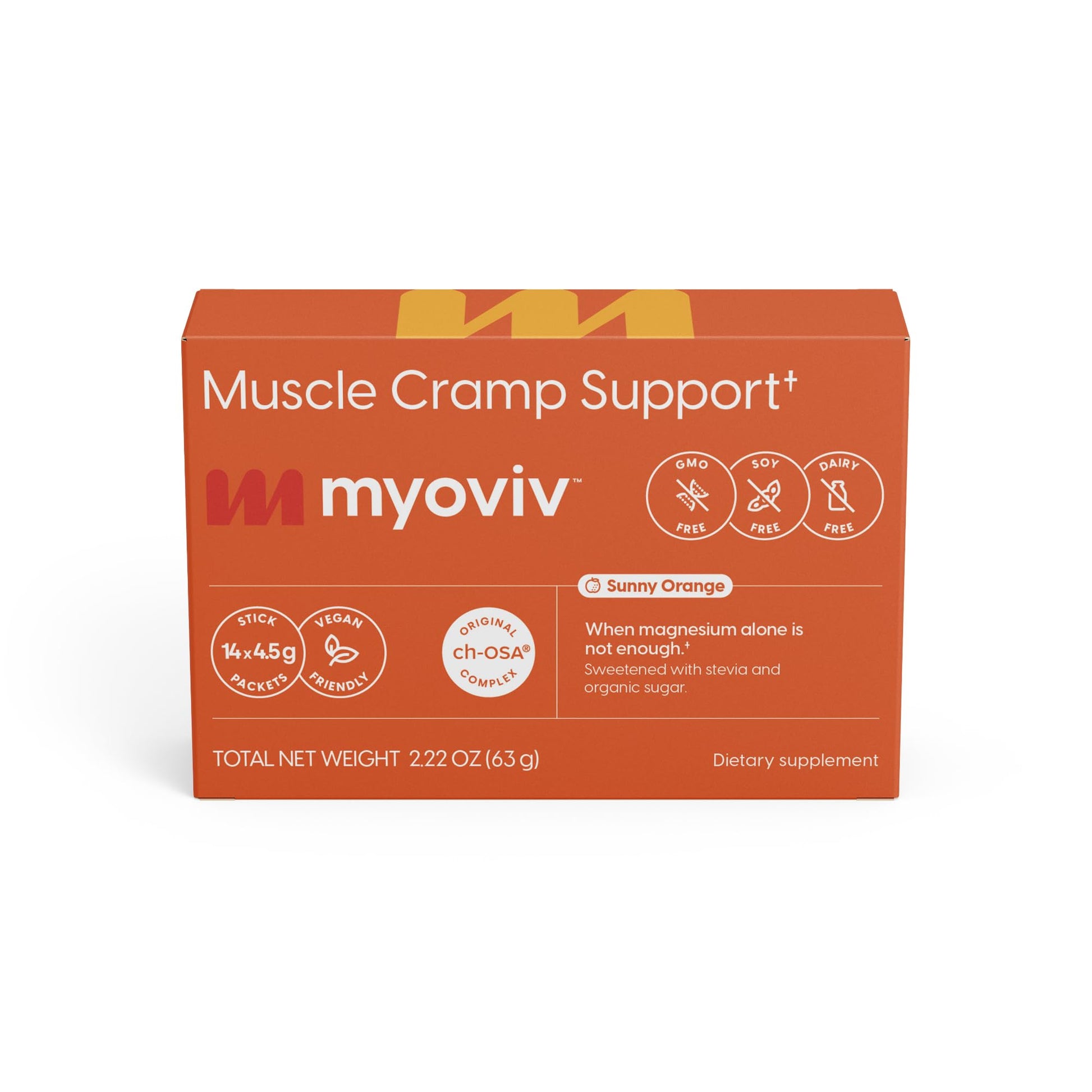 MYOVIV - Powerful Muscle Cramp Relief - 14 Packets (Trial Size), Sunny Orange Flavor - Muscle Cramp Support - Pregnancy & Lactation Safe MYOVIVAu supplements