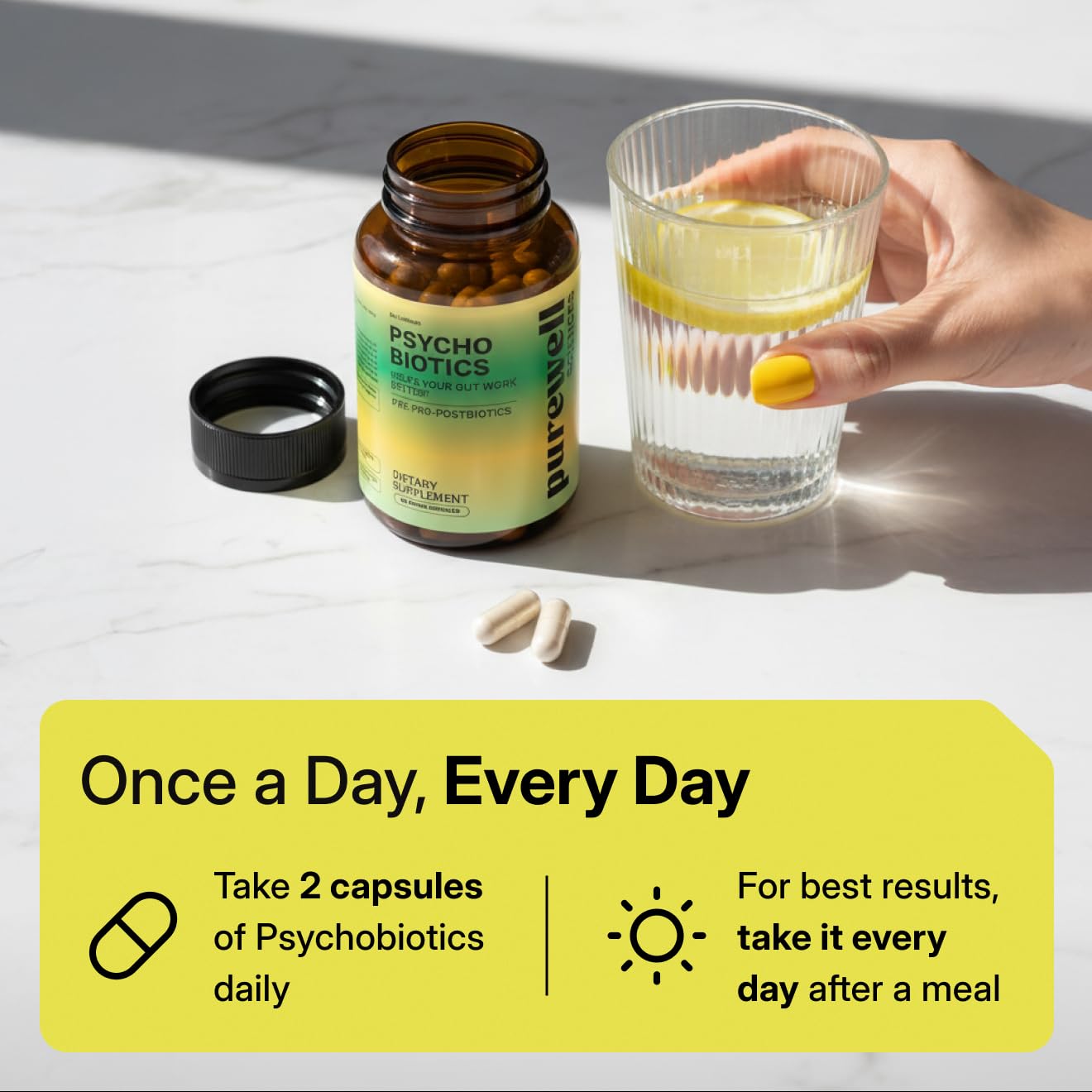 PUREWELL SCIENCES Psychobiotics – Advanced 3-in-1 Probiotic Prebiotic Postbiotic Supplement for Gut and Mood Support - 60 Vegan Probiotic Capsules – 50 Billion CFU – 1-Month Supply PUREWELL SCIENCESAu supplements
