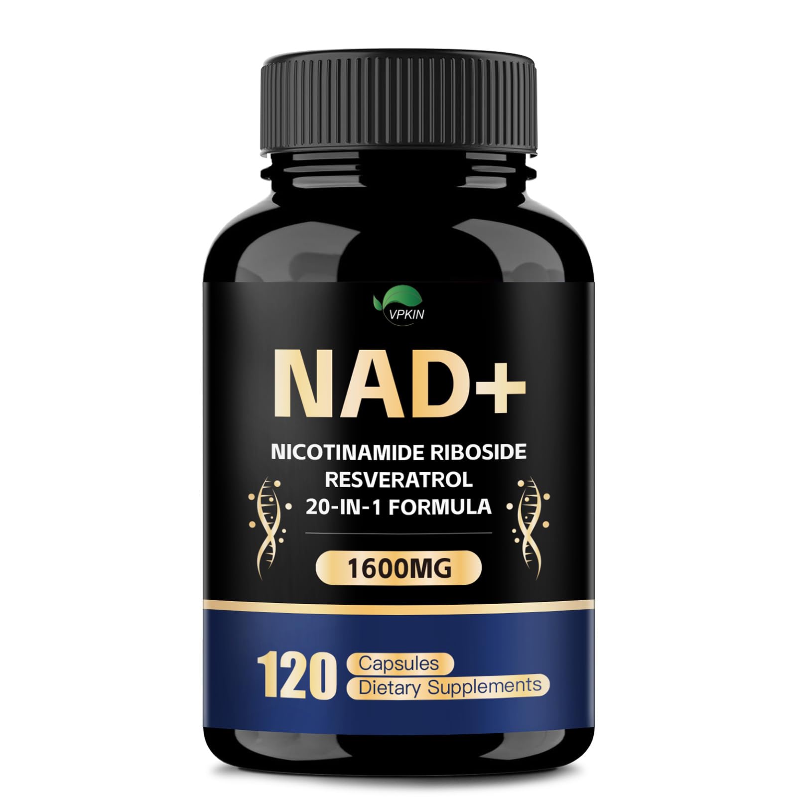 VPKIN NAD Supplement,1500mg NAD+ Supplement with Resveratrol,Nicotinamide,Quercetin,CoQ10,Support Energy & Repair, Vitality,Non-GMO, No Fillers(120 Capsules) VPKINAu supplements