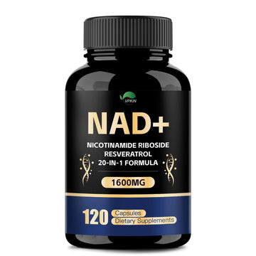 VPKIN NAD Supplement,1500mg NAD+ Supplement with Resveratrol,Nicotinamide,Quercetin,CoQ10,Support Energy & Repair, Vitality,Non-GMO, No Fillers(120 Capsules) VPKINAu supplements