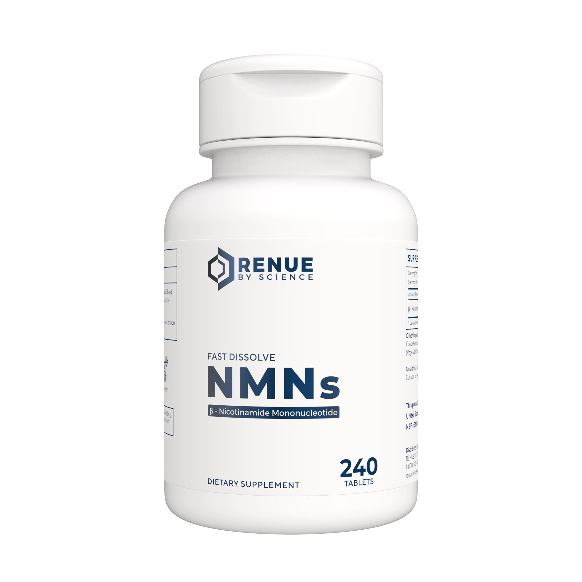 Renue By Science NMN Supplement | 240 Chewable Vegetarian Tablets - 125mg Nicotinamide Mononucleotide per Serving | Lemon Flavour - Manufactured in The USA Third-Party Tested Renue By ScienceUS supplements