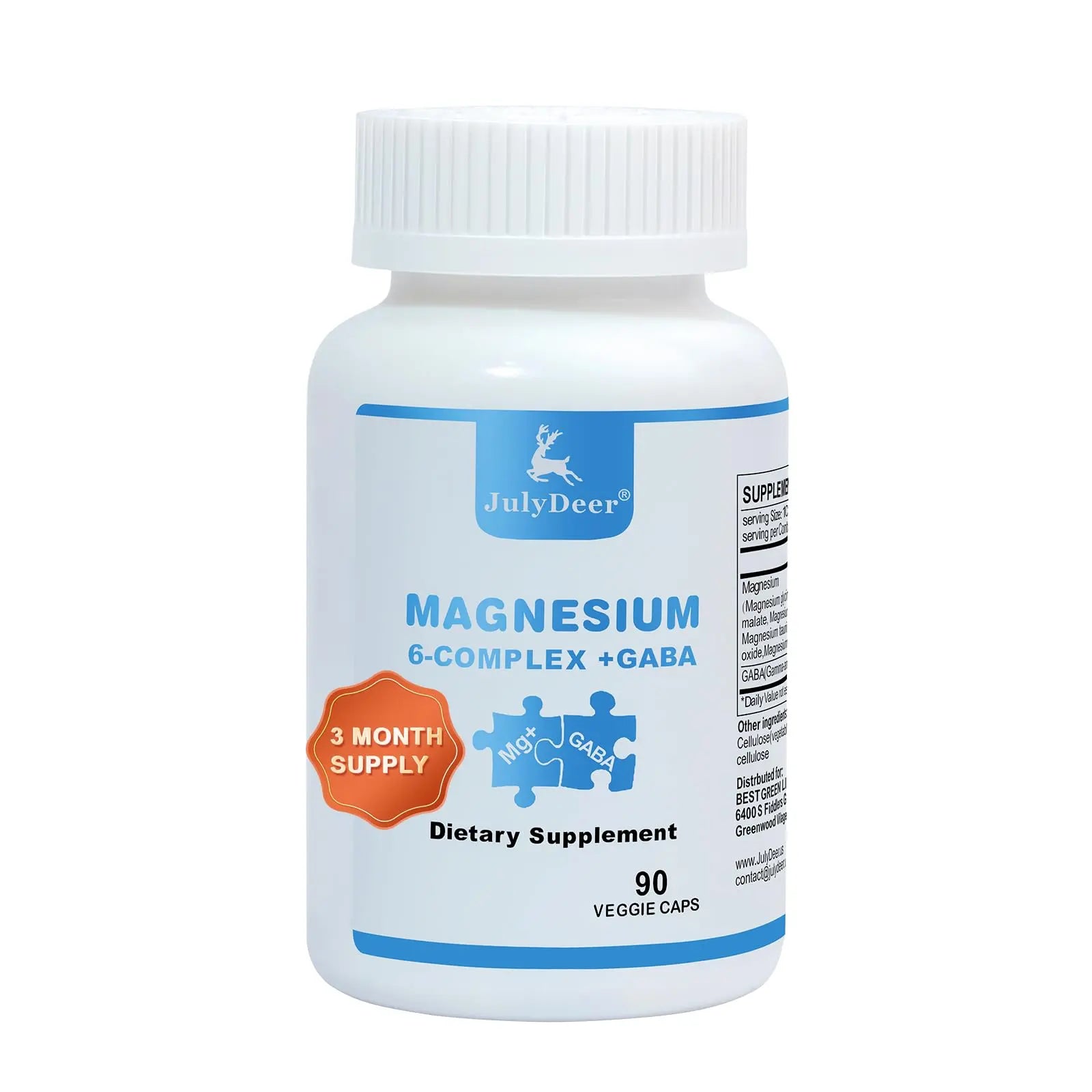 JulyDeer Sixfold Magnesium Complex | 350mg of Magnesium Glycinate, Malate, Citrate, Taurine, Oxide, Mg+ for Muscles,Nerves,& Energy, GABA Sleep Support | High Absorption | Vegan | 90 Capsules RisabouAu supplements
