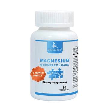 JulyDeer Sixfold Magnesium Complex | 350mg of Magnesium Glycinate, Malate, Citrate, Taurine, Oxide, Mg+ for Muscles,Nerves,& Energy, GABA Sleep Support | High Absorption | Vegan | 90 Capsules RisabouAu supplements