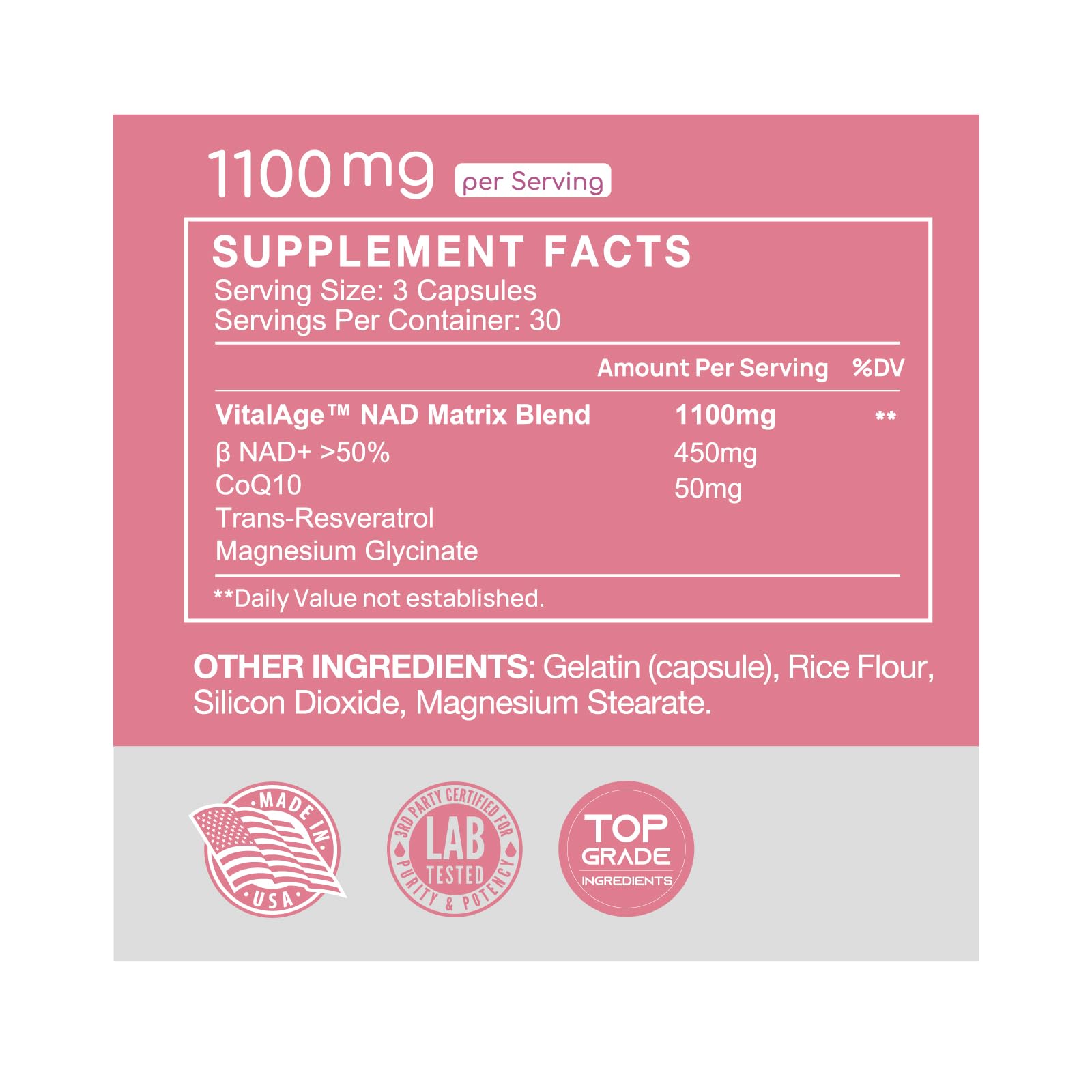 VHC NAD+ Supplement, NMN Alternative Liposomes with CoQ10, Trans-Resveratrol for Women & Men,Support Energy, Anti-Aging,Focus,90 Capsules VHCAu supplements