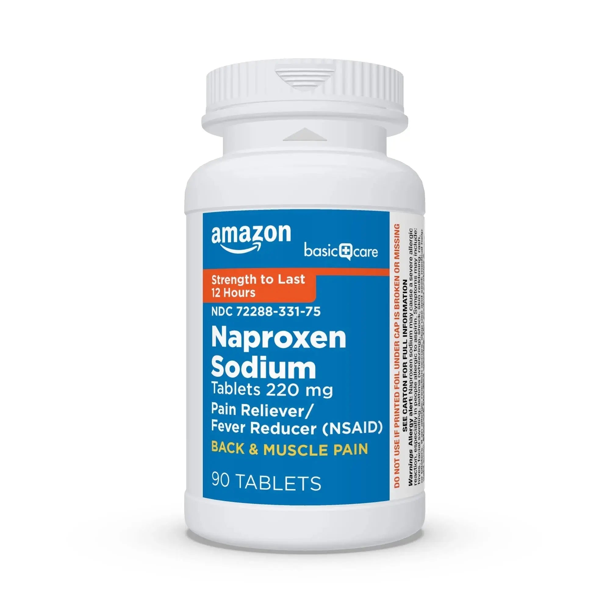 Amazon Basic Care Back and Muscle Pain, 220 mg Naproxen Sodium Tablets, 12-Hour Pain Relief, Headache, Arthritis, Menstrual Cramps, Fever Reducer, 90 Count Amazon Basic CareAu supplements