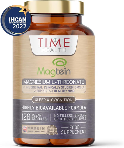 Magtein® Magnesium – 120 Capsules – High Strength 2100mg – Highly Bioavailable Time HealthUS supplements