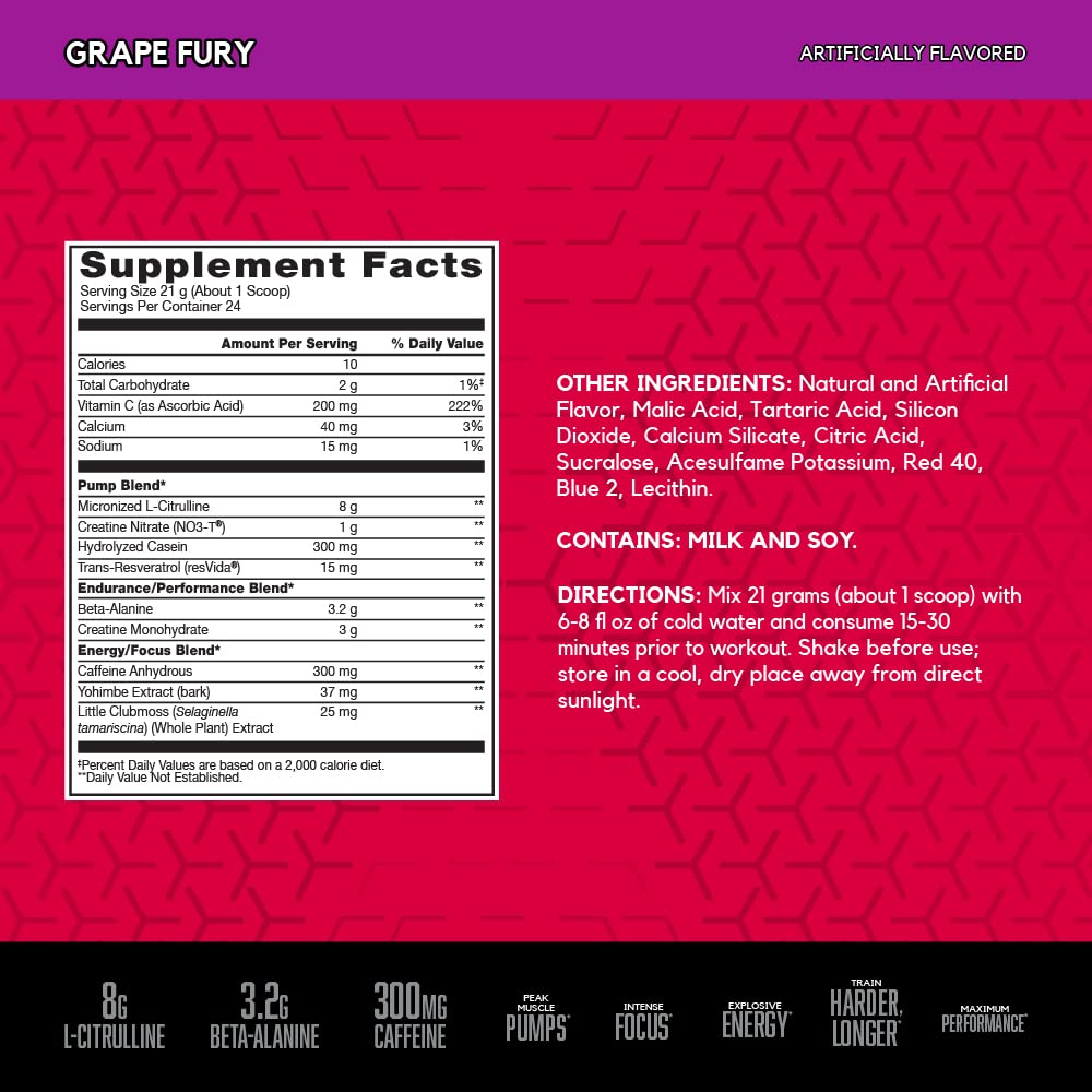 BSN N.O.-XPLODE Vaso Pre Workout Powder with 8g of L-Citulline and 3.2g Beta-Alanine BSNUS supplements