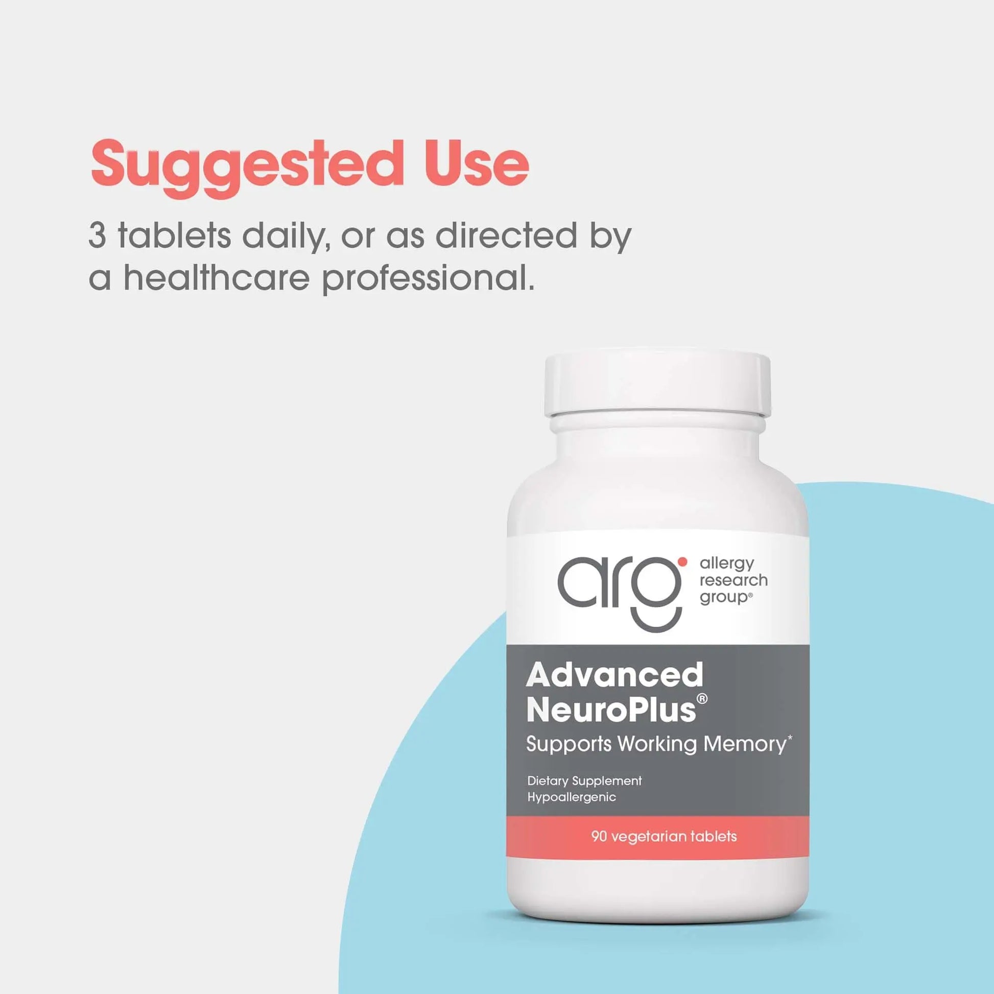 Allergy Research Group Advanced NeuroPlus - Nootropic Formula with Spearmint Extract, Lions Mane & Citicoline - Supports Working Memory Focus & Cognitive Function - 30 Servings - 90 Tablets Allergy Research Groupnz supplements