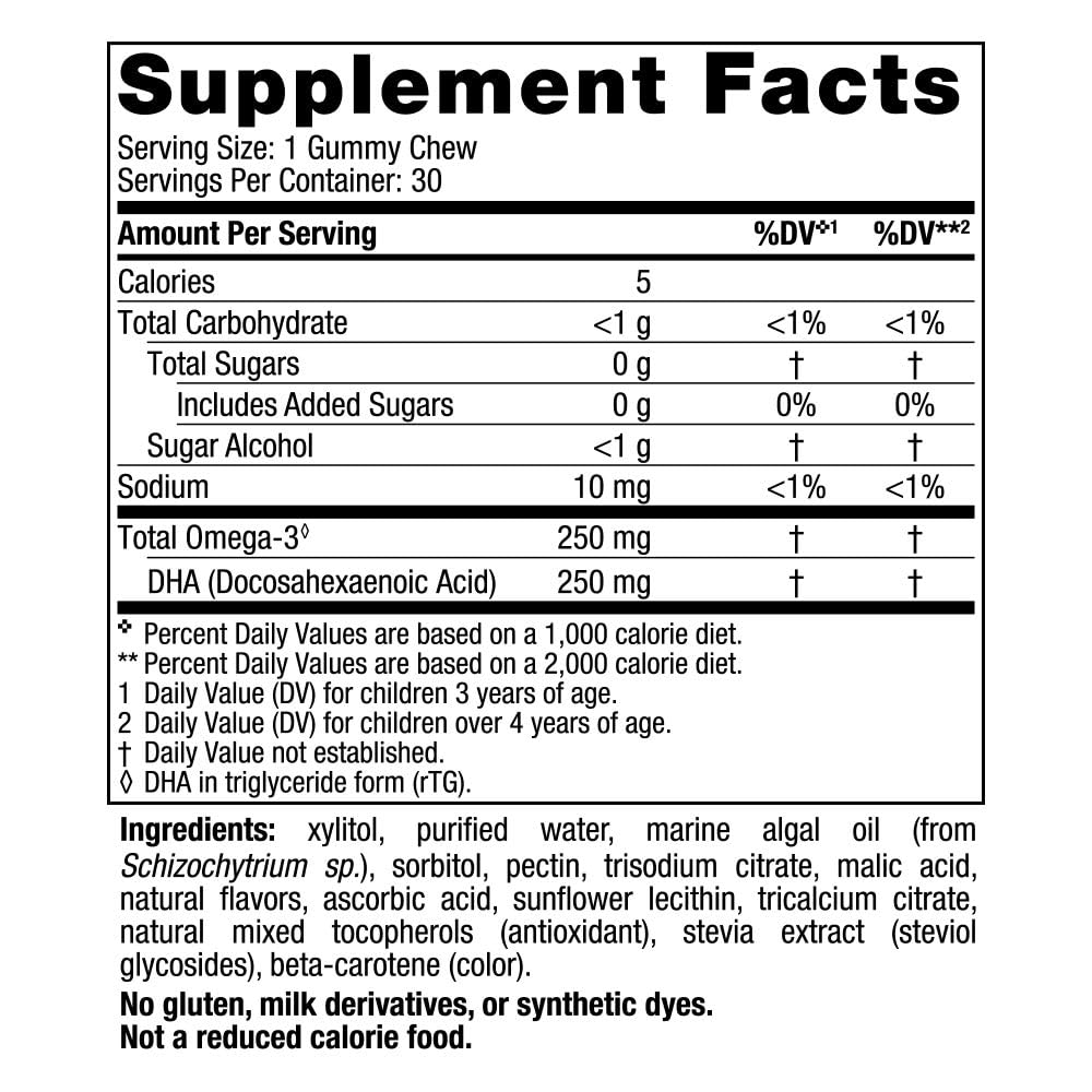 Nordic Naturals Zero Sugar Children’s DHA Vegetarian Gummy Chews - Passion Fruit Lemon Flavor - 30 Gummies - Vegan Algae Oil Omega-3 Supplement for Kids Brain & Cognition Support - 30 Servings Nordic NaturalsAu supplements