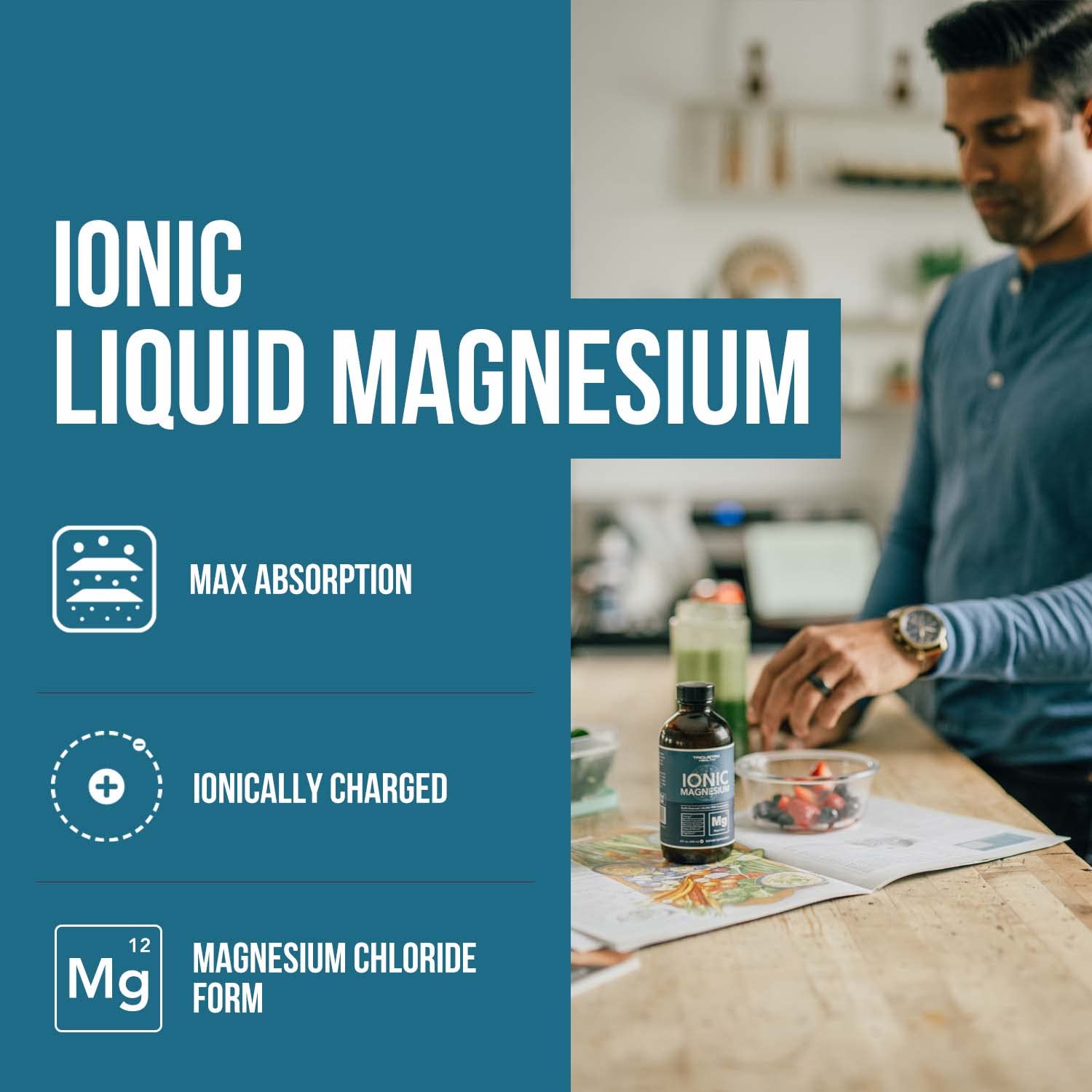 Liquid Magnesium | 8 oz - Ionic Magnesium Chloride, Highest & Fastest Absorption - Calm Mood, Sleep, Muscle Cramps & Spasms, Natural Laxative – Vegan, Glass Bottle (96 Servings) Triquetra HealthAu supplements