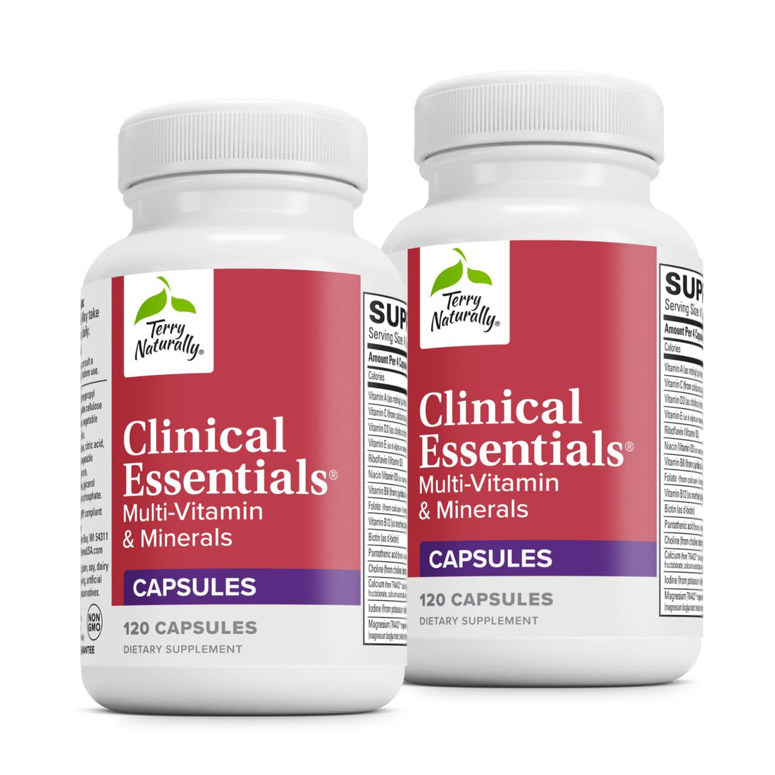 Terry Naturally Clinical Essentials - Supplement to Aid Bone, Cardiovascular & Immune Health - Supplement with Chelated Minerals - Supplement with B-Vitamins & Vitamin C - 120 Capsules (Pack of 2) Terry NaturallyAu supplements